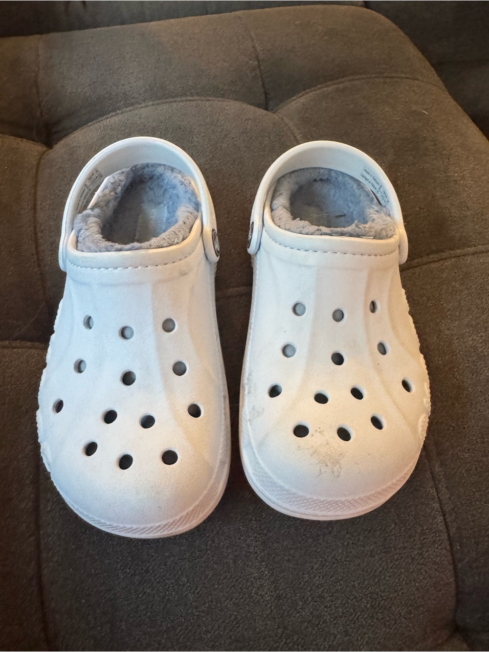 CROCS Kids Light Blue Fuzz-Lined Slip-On Clog Slippers